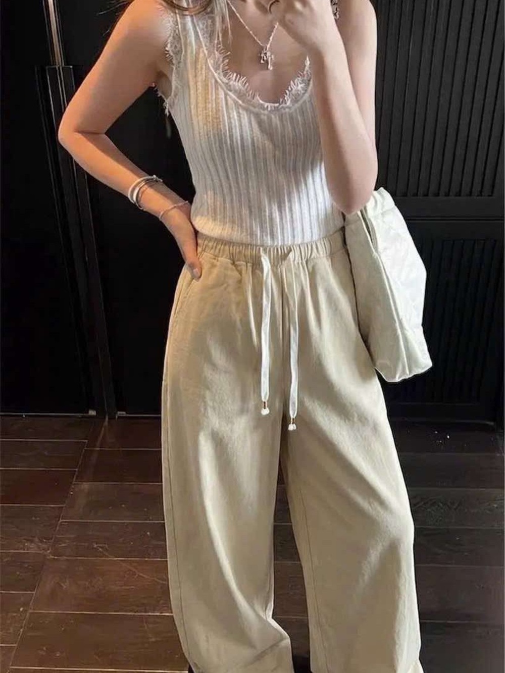 Polo by Ralph Lauren Wide-Leg Drawstring Pants in Beige. NWT! - Picture 3 of 5